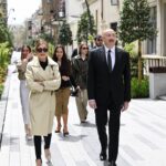 İlham Əliyev Bakının İslam Səfərli küçəsinin yenidənqurmadan sonra açılışında iştirak edib
